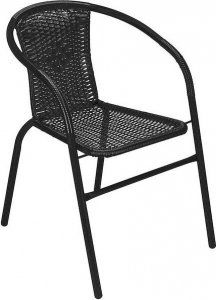 Springos Meble ogrodowe metalowe krzesła i okrągły stół ze szklanym blatem zestaw ogrodowy czarny UNIWERSALNY 13