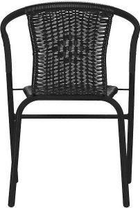 Springos Meble ogrodowe metalowe krzesła i okrągły stół ze szklanym blatem zestaw ogrodowy czarny UNIWERSALNY 23