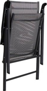 Springos Meble tarasowe stolik kawowy ze szkła hartowanego, krzesła metalowe 2 szt. czarno-szare UNIWERSALNY 11