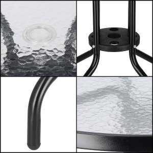 Springos Meble tarasowe dla dwóch osób: stolik kawowy z bezbarwnego szkła hartowanego, 2 krzesła metalowe do ogrodu czarne UNIWERSALNY 8