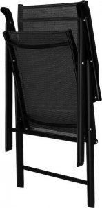 Springos Meble tarasowe stolik kawowy ze szkła hartowanego, krzesła metalowe 4 szt. czarny UNIWERSALNY 12