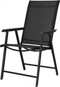 Springos Meble tarasowe stolik kawowy ze szkła hartowanego, krzesła metalowe 4 szt. czarny UNIWERSALNY 14