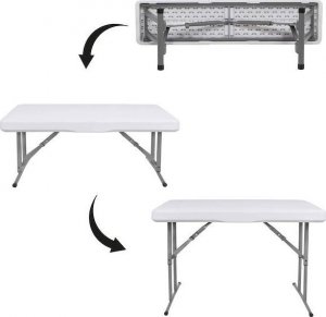 Springos Zestaw cateringowy, turystyczny stół z 2 ławkami składany na bankiet, biały UNIWERSALNY 13