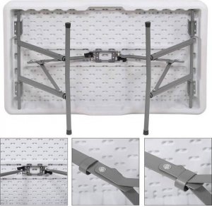 Springos Zestaw cateringowy, turystyczny stół z 2 ławkami składany na bankiet, biały UNIWERSALNY 15