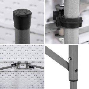 Springos Zestaw cateringowy, turystyczny stół z 2 ławkami składany na bankiet, biały UNIWERSALNY 2