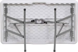 Springos Zestaw cateringowy, turystyczny stół z 2 ławkami składany na bankiet, biały UNIWERSALNY 10