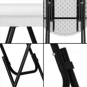 Springos Stół składany cateringowy 110x80 cm okrągły stolik bankietowy koktajlowy biało-czarny UNIWERSALNY 11