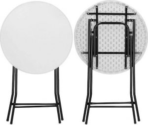 Springos Stół składany cateringowy 110x80 cm okrągły stolik bankietowy koktajlowy biało-czarny UNIWERSALNY 13