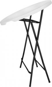 Springos Stół składany cateringowy 110x80 cm okrągły stolik bankietowy koktajlowy biało-czarny UNIWERSALNY 2