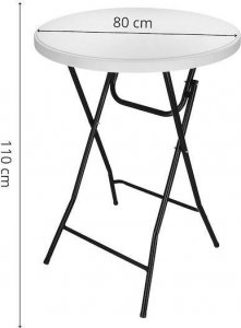 Springos Stół składany cateringowy 110x80 cm okrągły stolik bankietowy koktajlowy biało-czarny UNIWERSALNY 3