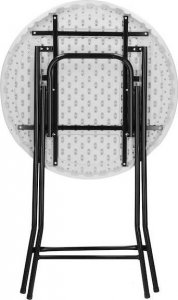 Springos Stół składany cateringowy 110x80 cm okrągły stolik bankietowy koktajlowy biało-czarny UNIWERSALNY 6