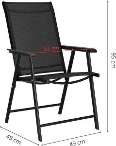 Springos Meble tarasowe: stolik kawowy z bezbarwnego szkła hartowanego, 2 krzesła metalowe do ogrodu czarne UNIWERSALNY 15