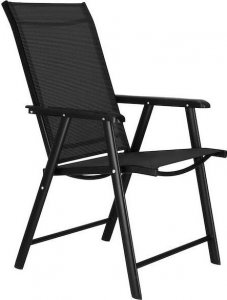 Springos Meble tarasowe: stolik kawowy z bezbarwnego szkła hartowanego, 2 krzesła metalowe do ogrodu czarne UNIWERSALNY 2