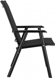 Springos Meble tarasowe: stolik kawowy z bezbarwnego szkła hartowanego, 2 krzesła metalowe do ogrodu czarne UNIWERSALNY 3