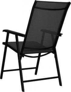 Springos Meble tarasowe: stolik kawowy z bezbarwnego szkła hartowanego, 2 krzesła metalowe do ogrodu czarne UNIWERSALNY 5