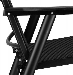 Springos Meble tarasowe: stolik kawowy z bezbarwnego szkła hartowanego, 2 krzesła metalowe do ogrodu czarne UNIWERSALNY 8