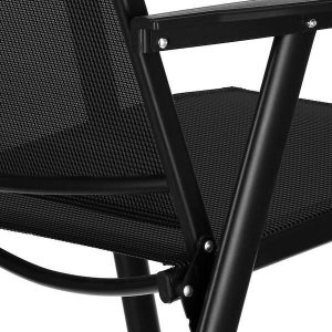 Springos Meble tarasowe: stolik kawowy z bezbarwnego szkła hartowanego, 2 krzesła metalowe do ogrodu czarne UNIWERSALNY 9