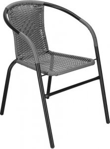 Springos Meble ogrodowe metalowe 2 krzesła i stół ze szklanym blatem zestaw ogrodowy czarno-szary UNIWERSALNY 13