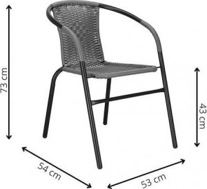 Springos Meble ogrodowe metalowe 2 krzesła i stół ze szklanym blatem zestaw ogrodowy czarno-szary UNIWERSALNY 4