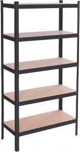 Springos Regał metalowy z 5 półkami 150x75x30cm 675kg do garażu, piwnicy, czarny UNIWERSALNY 2