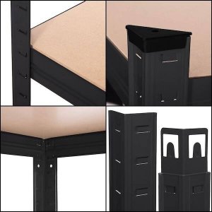 Springos Regał metalowy z 5 półkami 150x75x30cm 675kg do garażu, piwnicy, czarny UNIWERSALNY 3