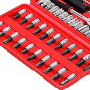 Springos Klucze nasadowe zestaw 45 elementów, z walizką narzędzia warsztatowe UNIWERSALNY 4