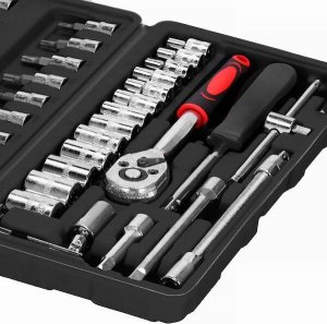 Zestaw narzędzi Springos Narzędzia warsztatowe, zestaw 46 el. klucze nasadowe z stali hartowanej w walizce UNIWERSALNY 2