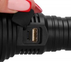 Latarka Springos Latarka taktyczna LED wojskowa wielofunkcyjna z zoomem akumulatorowa czarna UNIWERSALNY 23