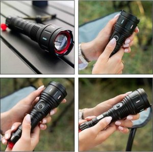 Latarka Springos Latarka taktyczna LED wojskowa wielofunkcyjna z zoomem akumulatorowa czarna UNIWERSALNY 3