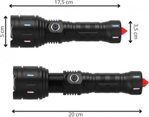Latarka Springos Latarka taktyczna LED wojskowa wielofunkcyjna z zoomem akumulatorowa czarna UNIWERSALNY 7