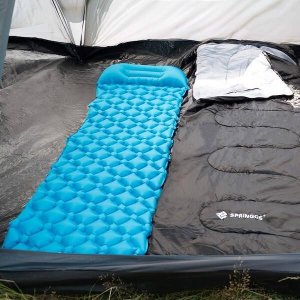 Springos Mata, materac dmuchany, trekingowy, turystyczny 190x58x4 cm niebieski UNIWERSALNY 4
