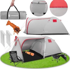 Namiot turystyczny Springos Namiot turystyczny 4-osobowy z przedsionkiem, wodoodporny, szary UNIWERSALNY 20