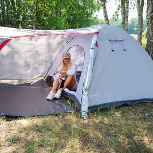 Namiot turystyczny Springos Namiot turystyczny 4-osobowy z przedsionkiem, wodoodporny, szary UNIWERSALNY 3