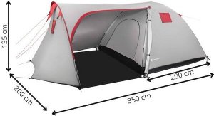 Namiot turystyczny Springos Namiot turystyczny 4-osobowy z przedsionkiem, wodoodporny, szary UNIWERSALNY 4