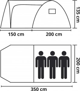 Namiot turystyczny Springos Namiot turystyczny 4-osobowy z przedsionkiem, wodoodporny, szary UNIWERSALNY 6