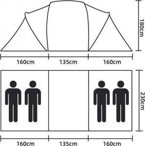 Namiot turystyczny Springos Namiot turystyczny 4-osobowy, dwie sypialnie z przedsionkiem, 460x200x245 cm, zielony UNIWERSALNY 17