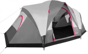 Namiot turystyczny Springos Namiot turystyczny 6-osobowy 215x450x180 cm z moskitierą i pokrowcem wodoodporny szary UNIWERSALNY 26