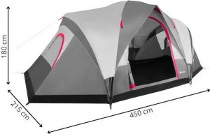 Namiot turystyczny Springos Namiot turystyczny 6-osobowy 215x450x180 cm z moskitierą i pokrowcem wodoodporny szary UNIWERSALNY 8