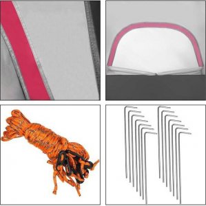 Namiot turystyczny Springos Namiot turystyczny 6-osobowy 215x450x180 cm z moskitierą i pokrowcem wodoodporny szary UNIWERSALNY 10