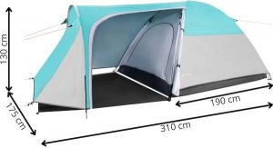 Namiot turystyczny Springos Namiot turystyczny 3-osobowy z przedsionkiem, wodoodporny, morski-szary UNIWERSALNY 3
