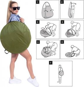 Springos Namiot plażowy samorozkładający 190x120x120 cm mobilna przebieralnia zielony UNIWERSALNY 4