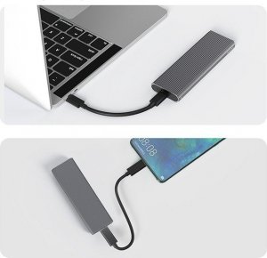 Kieszeń Qoltec Obudowa na dysk M.2 SSD | NVMe | PCIe | USB3.1 | 10Gb/s | 4TB | Grafit 5