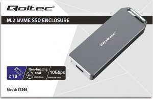 Kieszeń Qoltec Mini obudowa na dysk M.2 SSD | NVMe | PCIe | USB3.1 | Super speed10Gb/s | 2TB | Srebrna 10