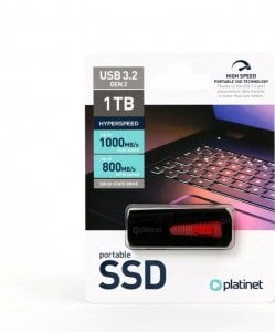 Pendrive Platinet PLATINET PORTABLE SSD WITH USB PLUG 3,2 R/W 1000/800 MB/s 1000GB BLACK 1