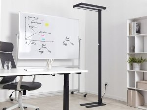Lampa podłogowa Beliani Lampa podłogowa LED metalowa czarna TAURUS 2