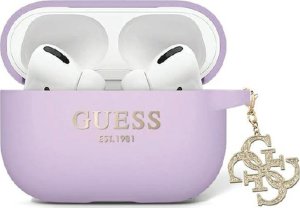 Guess Etui Guess GUAP2LECG4U Apple AirPods Pro 2 cover Liquid Silicone Glitter Triangle Charm fioletowy/purple 1