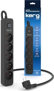 Listwa zasilająca Kerg Urządz. zas.-zabezpiecz. KERG z wyłącznikiem-5 gniazd-czarny-1,5m-16A-H05VV-F-3x1,5mm2 3