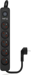 Listwa zasilająca Kerg Urządz. zas.-zabezpiecz. KERG z wyłącznikiem-5 gniazd-czarny-5m-16A-H05VV-F-3x1,5mm2 2