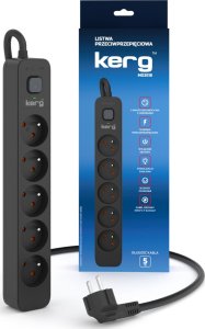 Listwa zasilająca Kerg Urządz. zas.-zabezpiecz. KERG z wyłącznikiem-5 gniazd-czarny-5m-16A-H05VV-F-3x1,5mm2 3