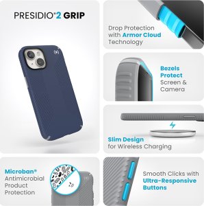 Speck Speck Presidio2 Grip - Etui iPhone 15 / iPhone 14 / iPhone 13 (Coastal Blue / Dustgrey / White) 10